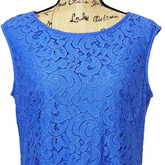 BLACK LABEL EVAN PICONE Women's Cutout Lace Shift Dress Boat Neck Size 12 Blue - Picture 13 of 13